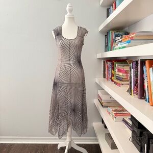 Komarov Sheer Asymmetrical Grey Dress Small